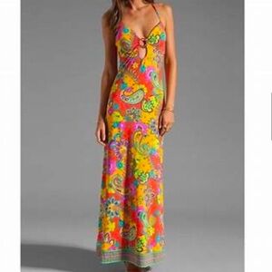 Trina Turk Multicolored print Halter Jersey Maxi Dress